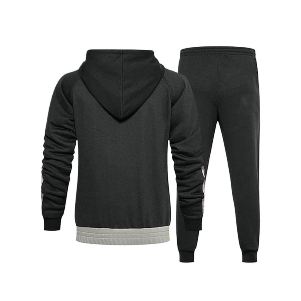 Conjunto de Fato de Treino Masculino com Capuz Outono Inverno 2025 Jaqueta com Zíper e Calças Conjunto de 2 Peças Roupa Casual Desportiva Conjuntos Masculinos
