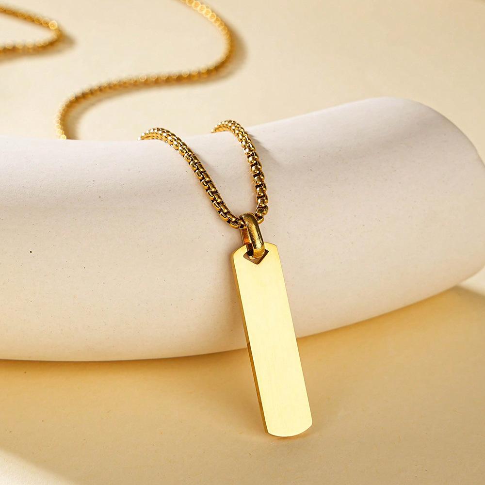 Stainless Steel Smooth Three-dimensional Strip Can Be Engraved Men's Simple Fashion Titanium Steel Necklace