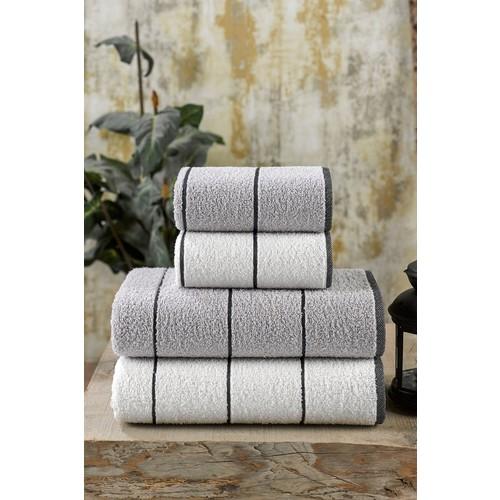 

Eumenia Valona 50 x 85 – 70 x 140 см Набор банных полотенец из 4 шт. Серо-кремовый