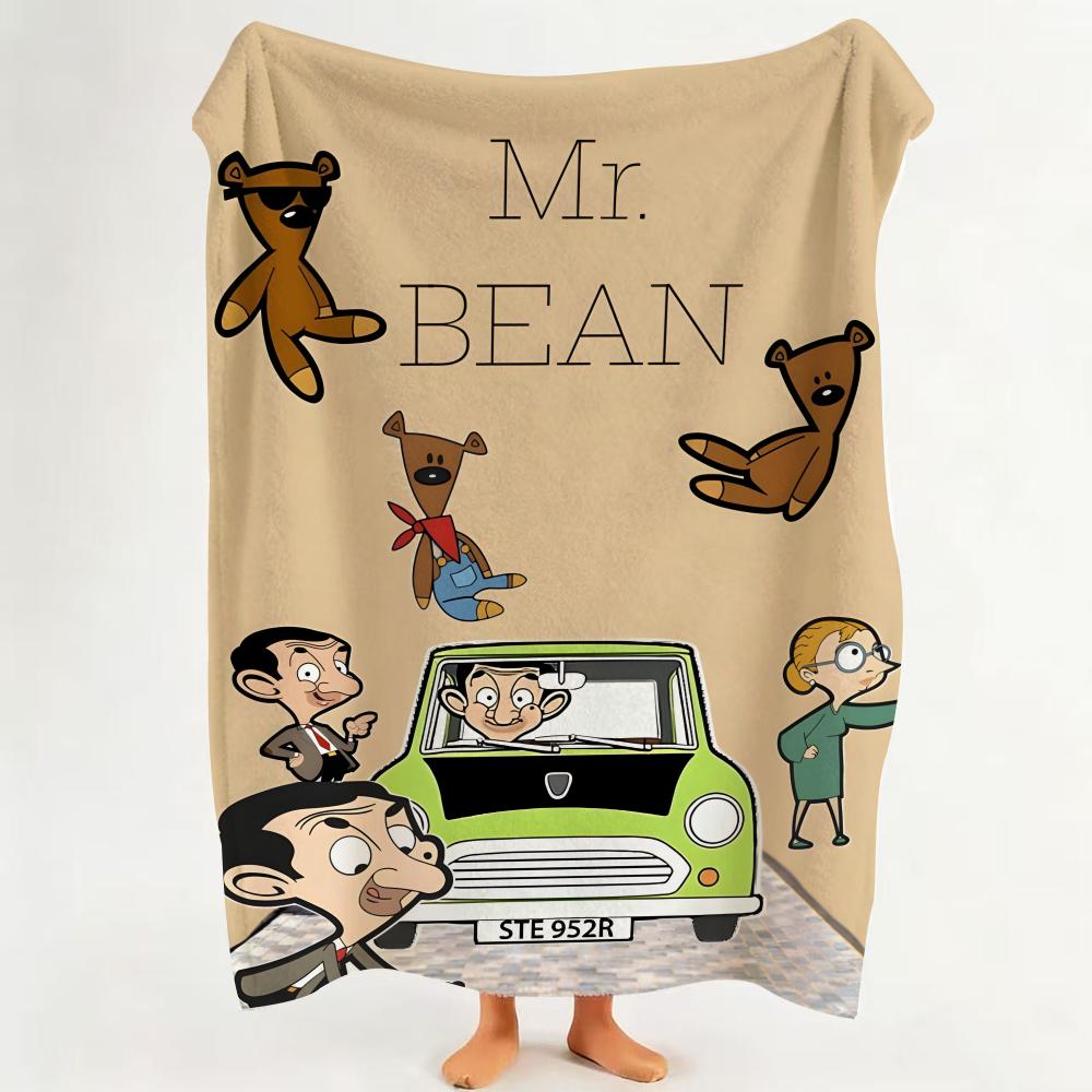 Cartoon M Mr B Bean Throw Flannel Throw Blanket Suitable for Sofa Living Room Bedroom 75cmx90cm