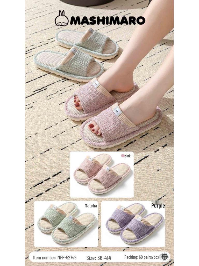Rogue Rabbit 2025 Women's Linen Slippers, Breathable & Non-Slip, All-Season Comfort