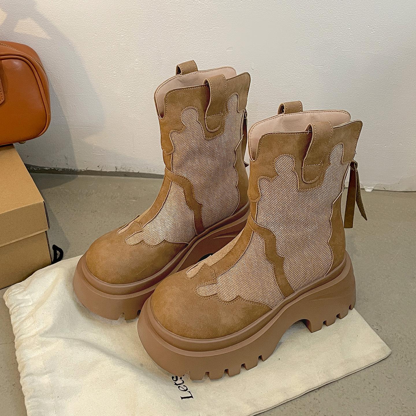 

Ботинки Мартин на толстой подошве в стиле ретро для фанаток Queen, женские, новые осенние 2025 года, тонкие коричневые короткие ботинки челси 40 коричневый