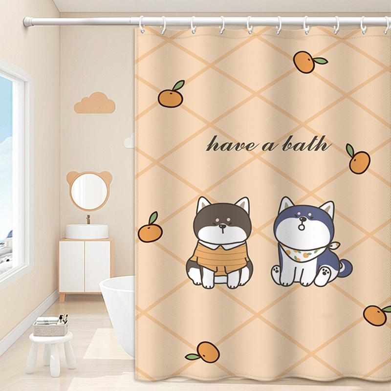 JINRUN Bathroom Thickened Waterproof Curtain Mildew Proof Shower Curtain Shower Partition Curtain Shower Curtain Bathroom Curtain Free Perforation