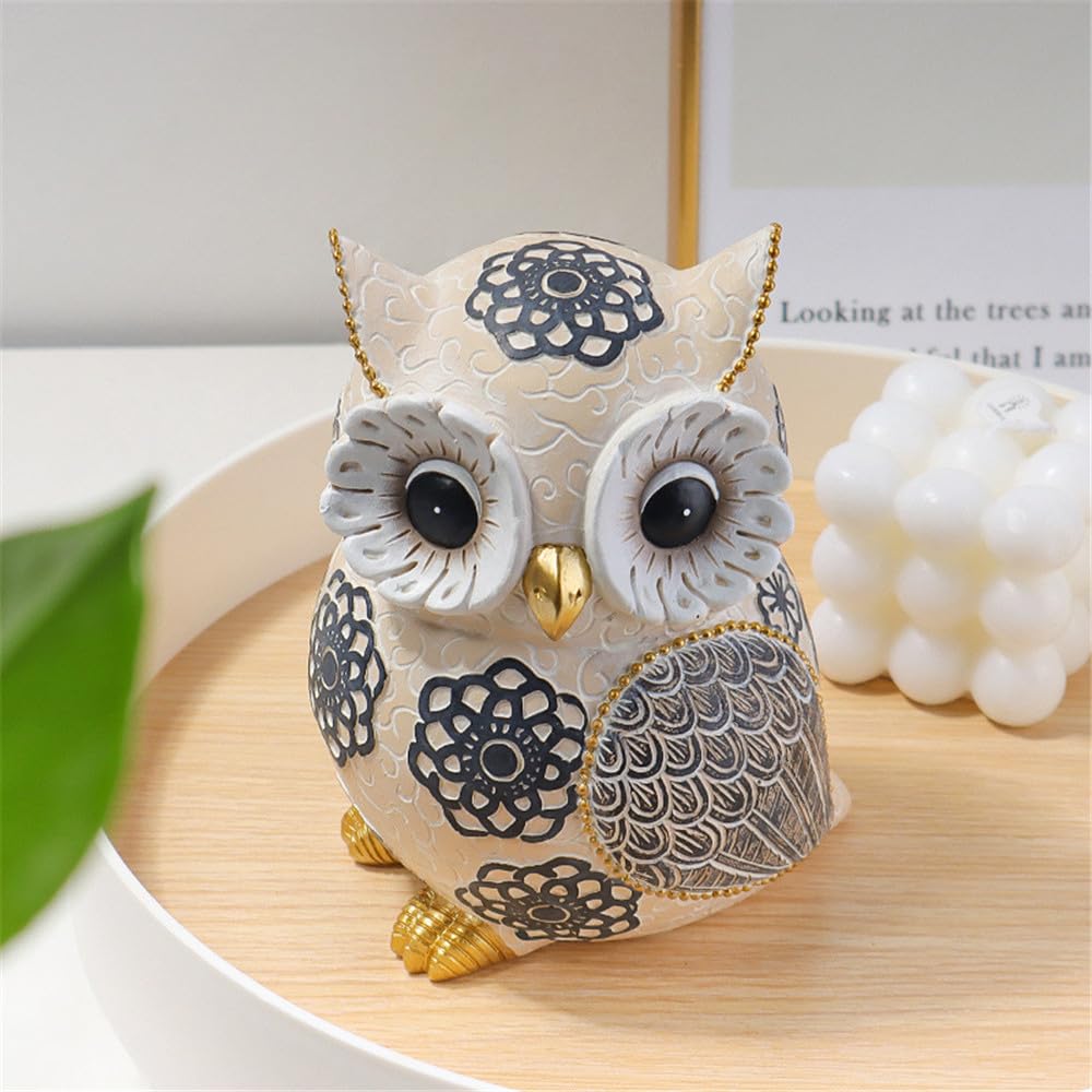 Owl Figurine, Garden Object, Feng Shui, Good Luck, Lucky Charm, Cute Owl Decor, Energetic Owl, Gift (Set of 1)