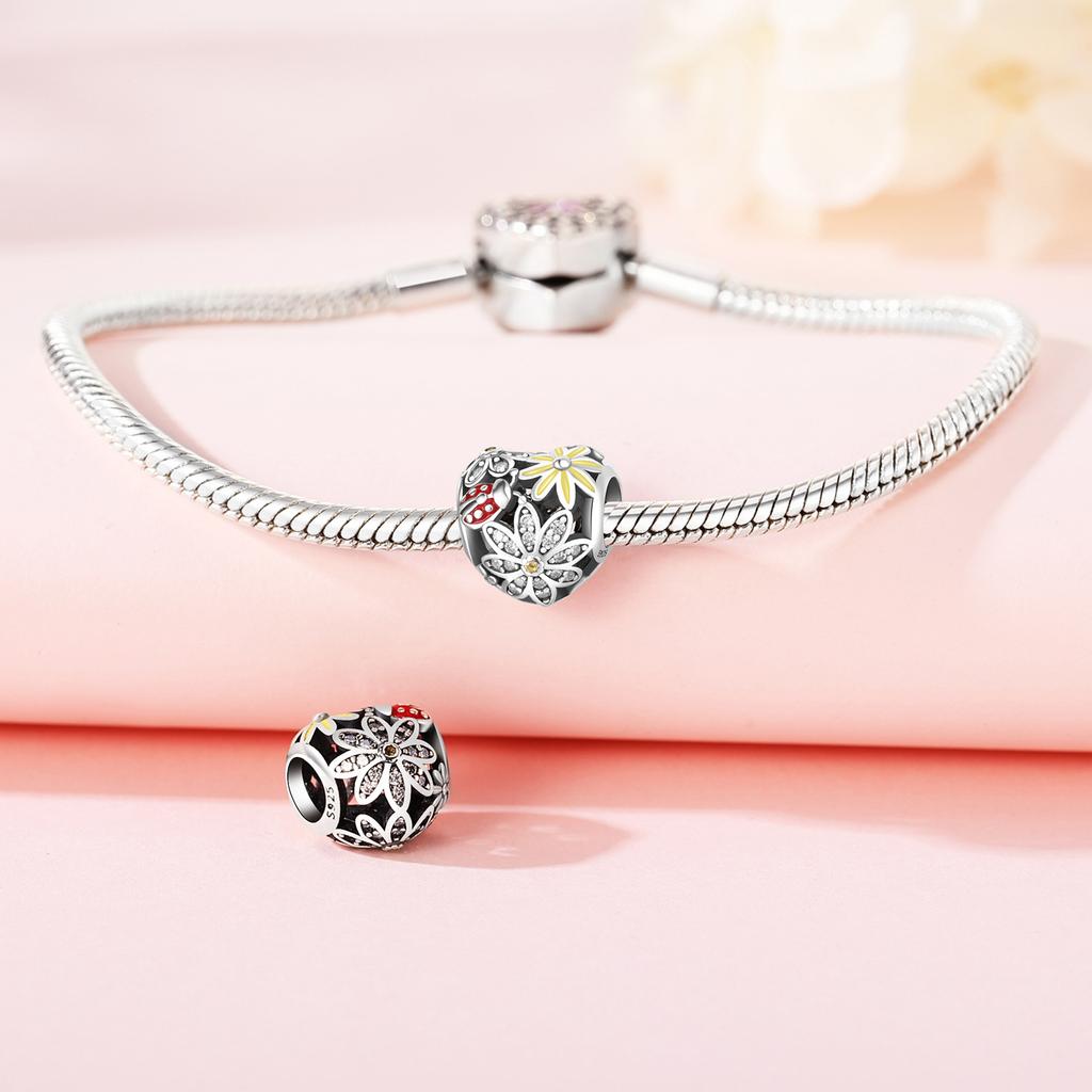 Beads Copper Charms Original Garden Daisies Beads Fit Bracelet Jewelry Diy Women Fine Gift Accessory