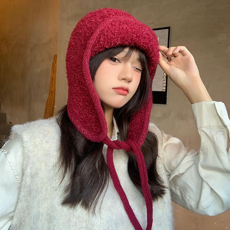 Keep Warm and Cold Children Autumn and Winter Thickened Fleece Ear Protector Knitted Wool Balaclava Hat