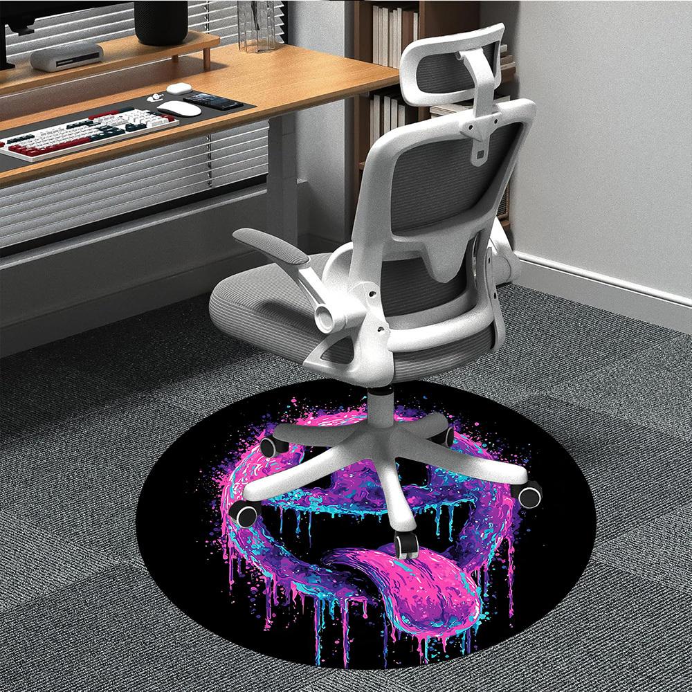 1pc Smiley Face Office Round Area Rug, Indoor Mat Suitable For Office, Under Office Chairs Bedroom Living Room Home Decor, Room Deco