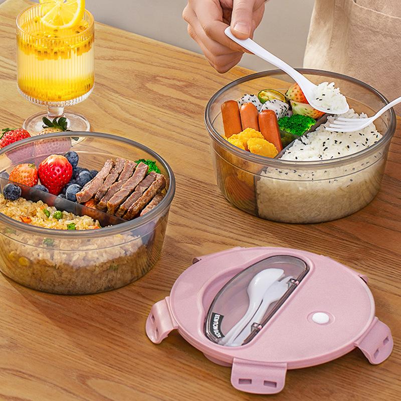 It Can Be Heated in The Microwave Oven, Round Convenient Lunch Box, Kitchen Bento Box, Fruit Food Grade Fresh-keeping Box.