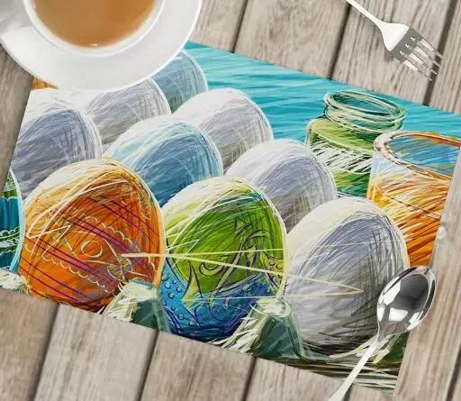 

Cartoon Easter Bunny Eggs Printed Table Mats Place Mat Pad Cloth Placemat Cup Dish Coffee Tea Coaster Kitchen Dining Table Decor 2pcs 30x45cm
