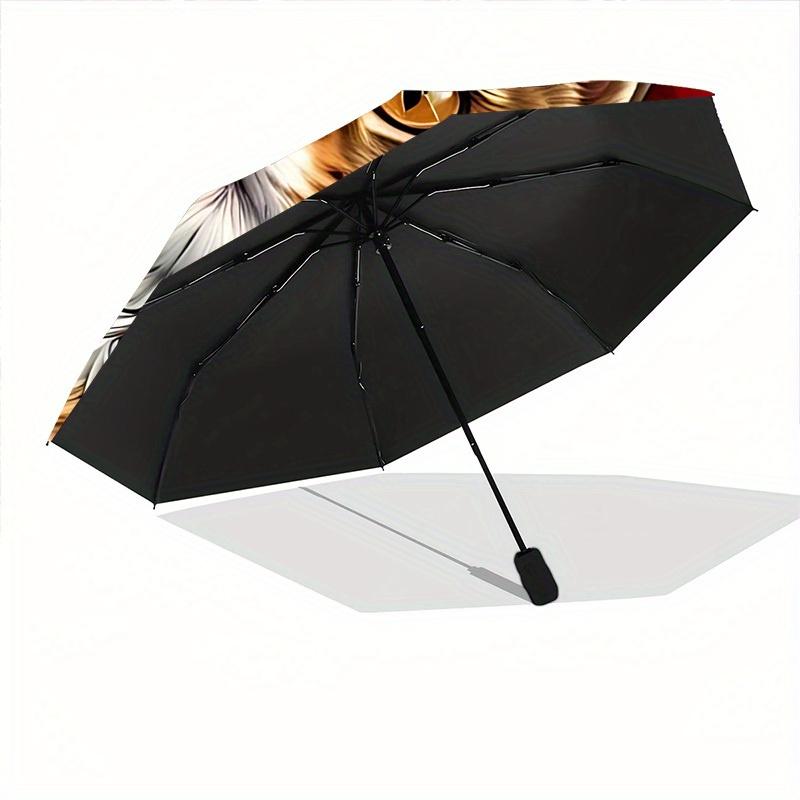 1pc Cat Floral Print Automatic Open/close Folding Umbrella, Compact Portable Travel Umbrella,Durable Construction Yy250814175