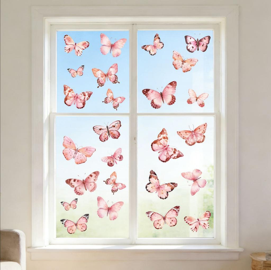 Butterfly Window Stickers Static Cling Glass Decals for Bedroom Living Room Home Decor