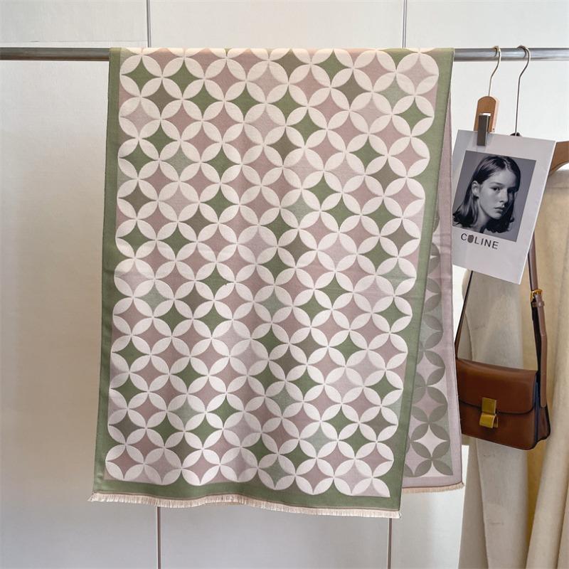 Autumn and Winter Scarf Women's Sparkling Air-conditioned Room Shawl with Thickened Warm Long High-end Imitation Cashmere Scarf