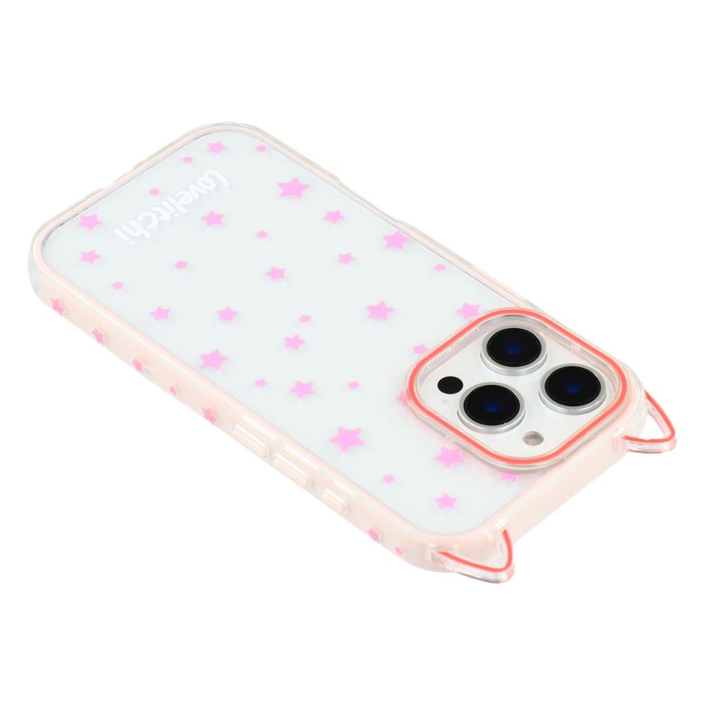 For iPhone 16 Pro Max Case Star Pattern Cat Ear Design TPU+Acrylic Clear Phone Back Cover