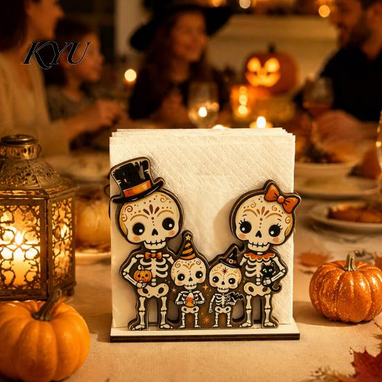 Halloween Napkin Holder for Dining Table Wooden Table, Paper Towel Holder, Decorative Fall Freestanding Tissue Dispenser Organizer Home Kitchen