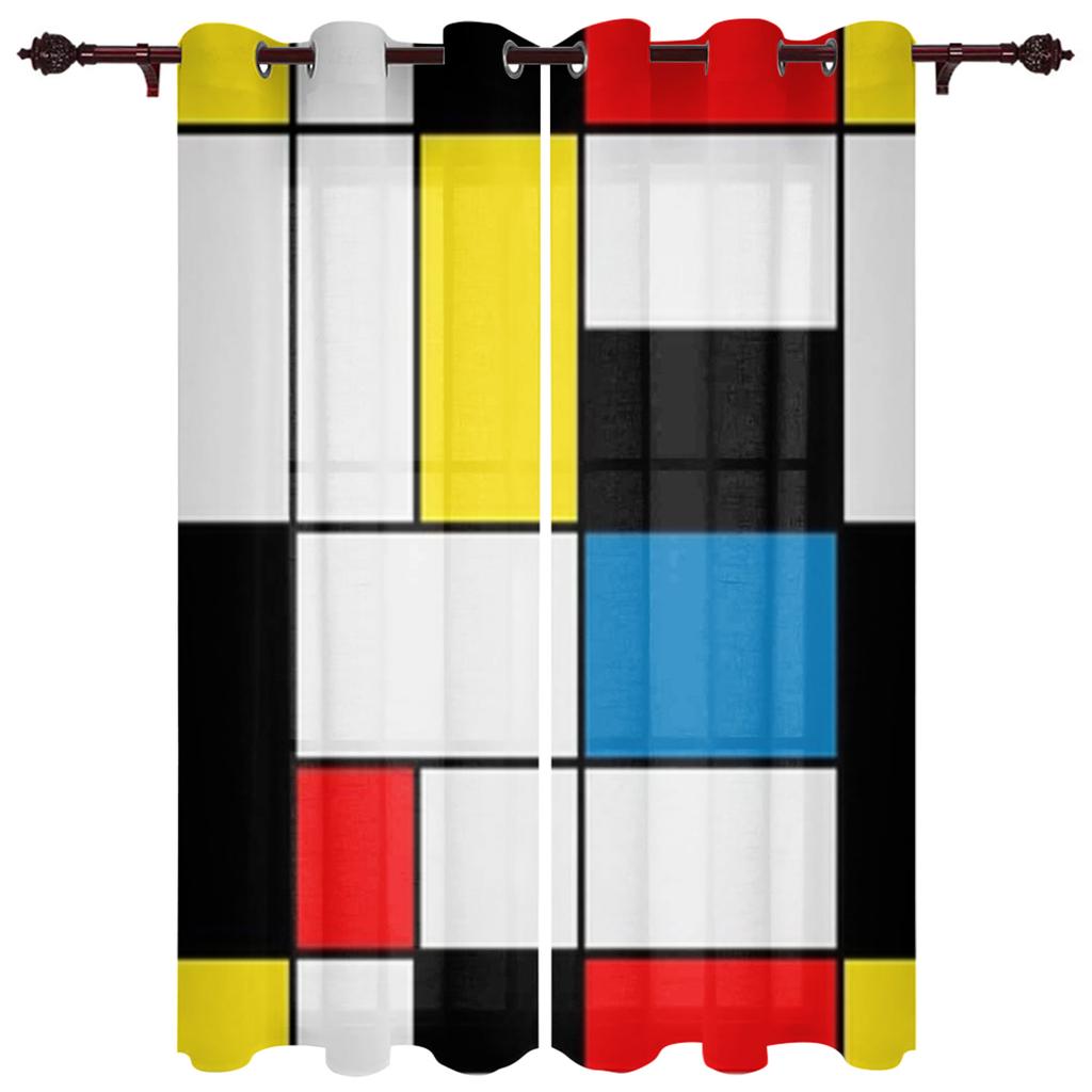 Modern Window Curtains for Living Room Abstract Geometric White Black Curtains for Child Bedroom Kitchen Decor Blinds Drapes