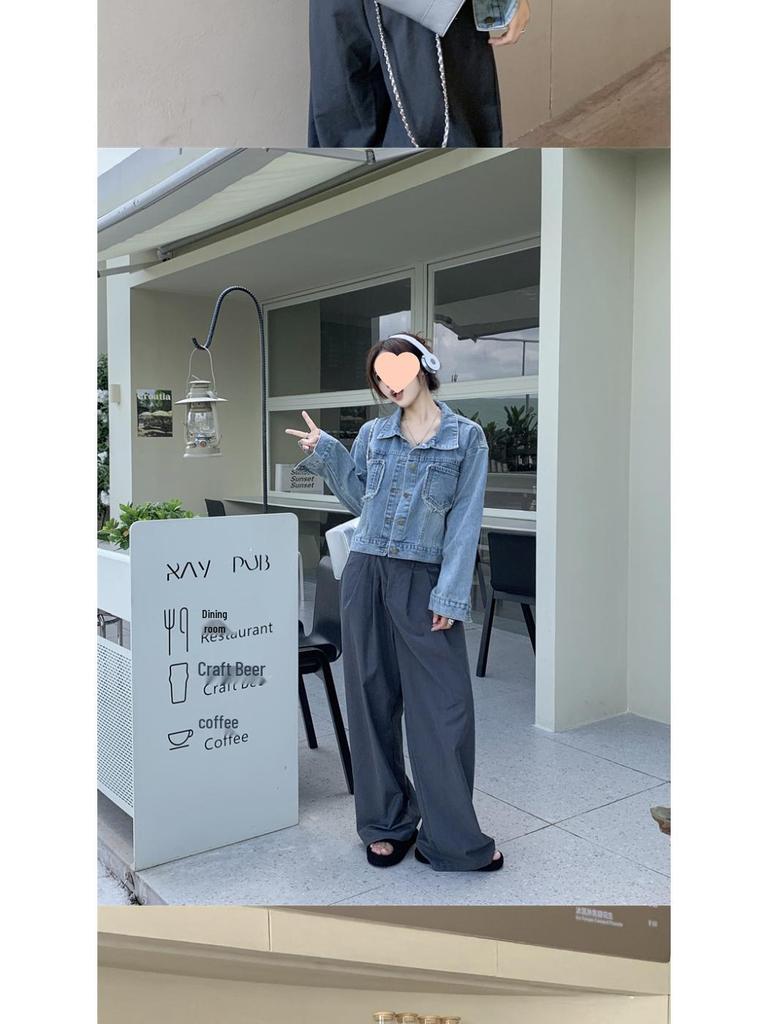 2023 Autumn Women's Frayed Loose Denim Jacket