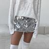 Women's Sequin Skirt High Waist Sparkly Bodycon Mini Skirt Glitter Stretchy Short Party Night