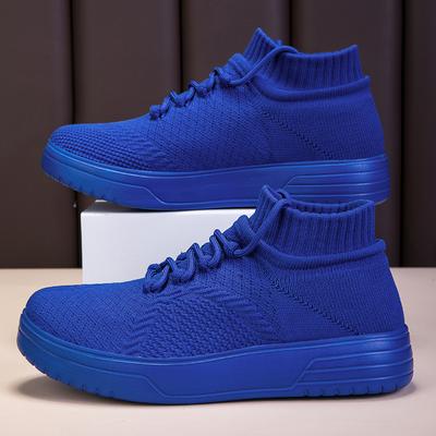 Autumn New Couple Socks Shoes Breathable Mesh High-top Casual Shoes Thick-soled Fly-woven Sports Shoes