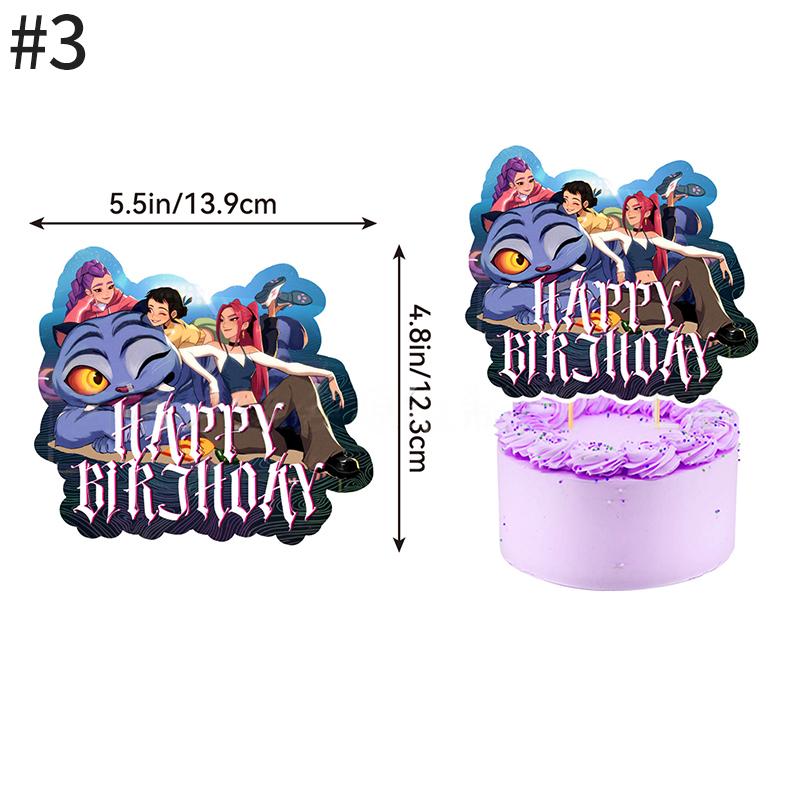 Demonœ Hunters Birthday Party Decor Tableware Banner Kids Birthday Balloon Cake Topper Decor  Kpop Anime Party Supplie Set