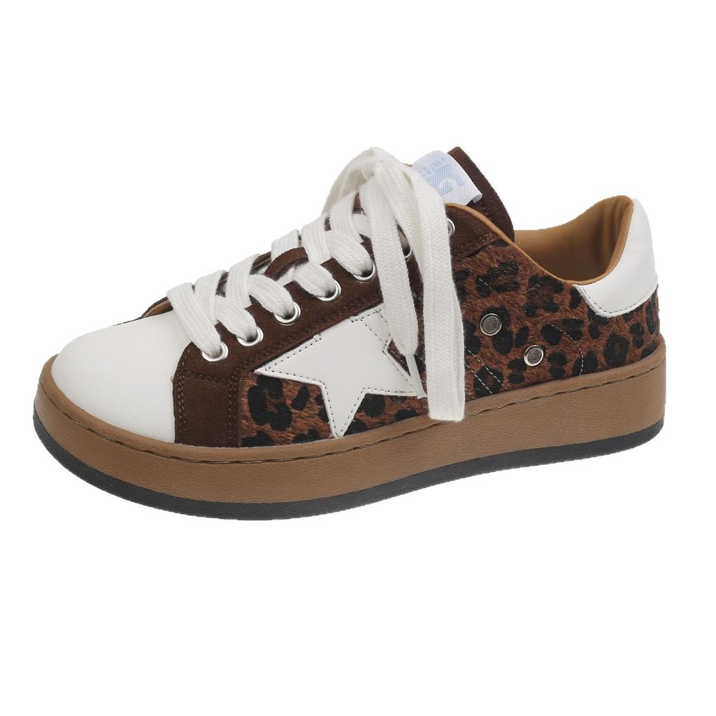 [Fanfuna] Retro Leopard Print Star Shoes Women's Old German Training Shoes 2025 Autumn New Niche Casual Board Shoes