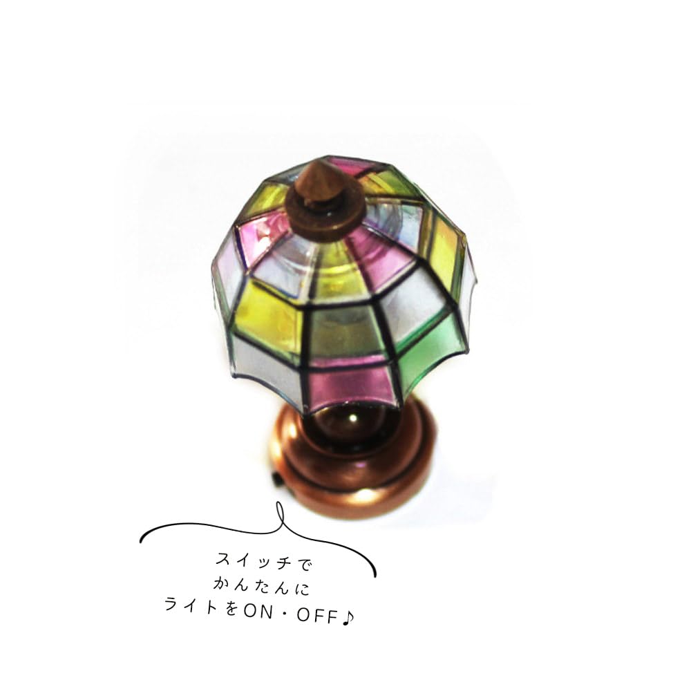 Moin Moin Miniature Scale Wireless Stand Lamp with Real Light Doll Stained Glass Bedside Night Lamp 1/6 / Furniture, Accessories, Lamp, (Product Code