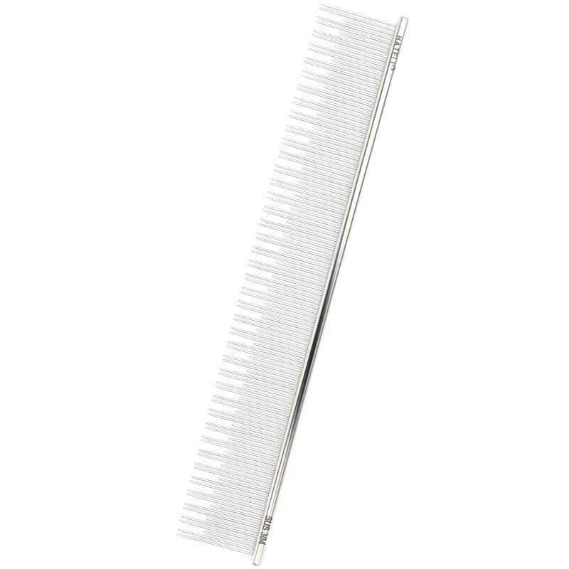 Stainless Steel Dog Grooming Comb Shedding Hair Removal 19cm Straight Row With Curved Tips Pet Brush Long Short