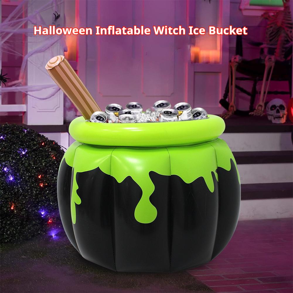 Halloween Cooler For Parties Drinks Bucket Witch Pot Shape Portable Large Ice Bucket For Outdoor Cocktail Beach Birthday Parties