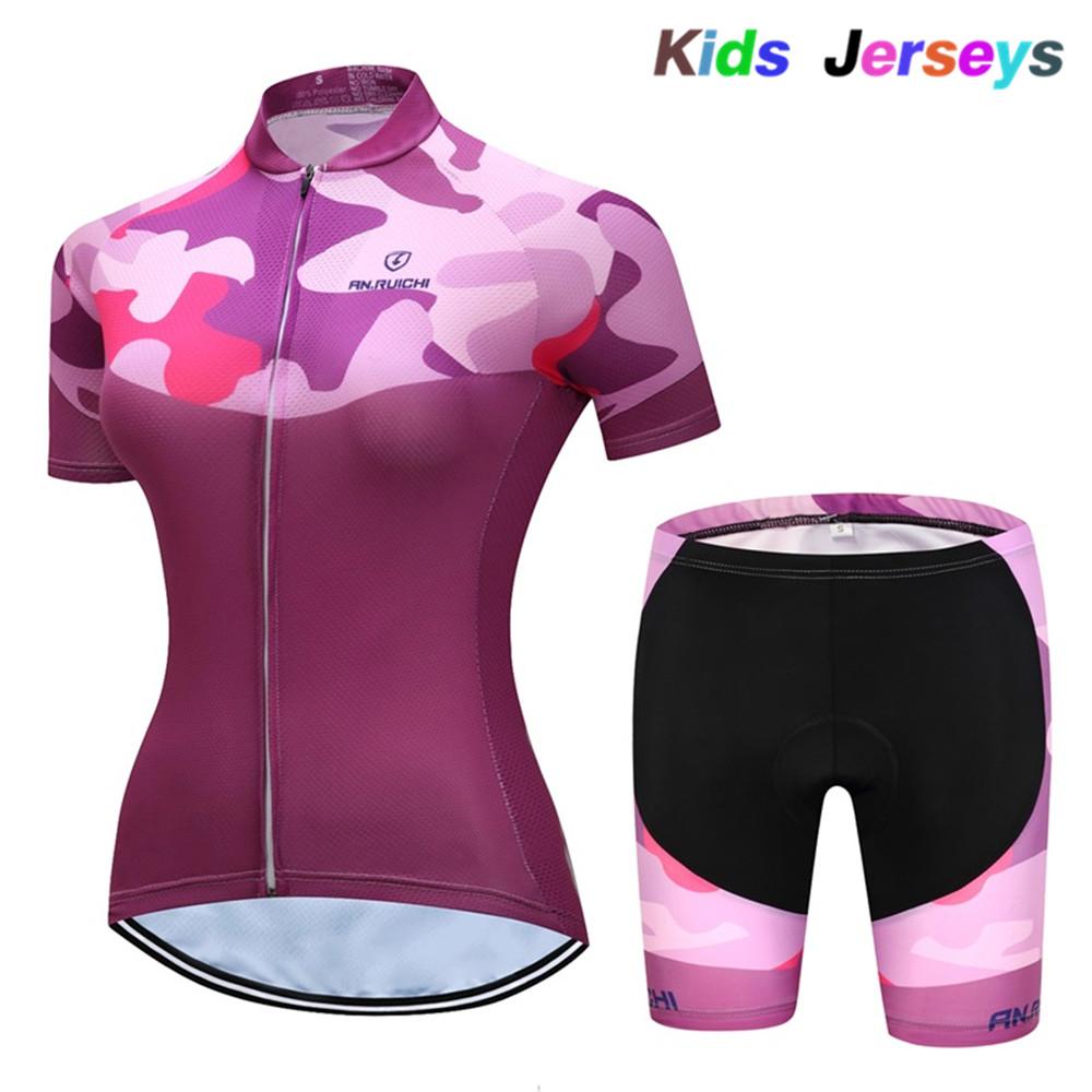 2026 Girls Cycling Jersey Set Ropa Ciclismo Cycling Kit for Kids Summer Breathable Cartoon Bicycle Jersey Suit Children Clothes