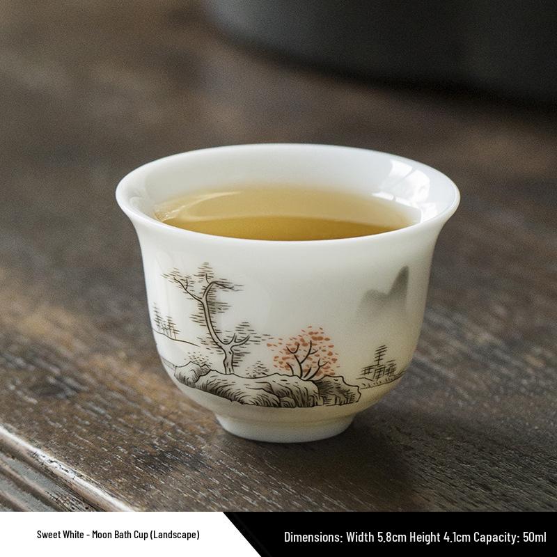 Gold Thread Porcelain Gongfu Tea Cup - Traditional White Ceramic for Home Use