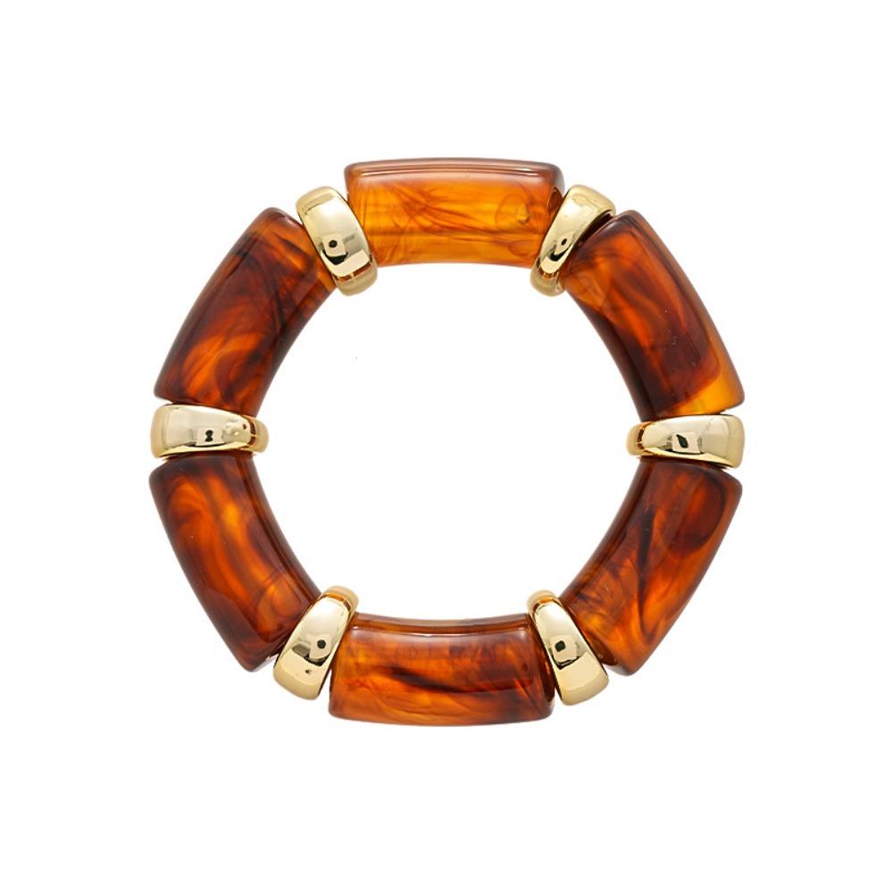 Exquisite Retro Smudge Acrylic Bracelet Stretchy Simple Bamboo Elastic Bangle Elegant Fashion Vintage Maillard Hand Ring Party