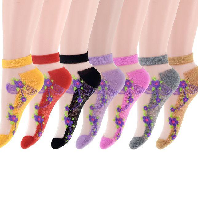 

Носки средней длины для женщин, сетчатые, дышащие, тонкие, с рисунком растений, цветы, впитывающие пот, летние, для женщин 4