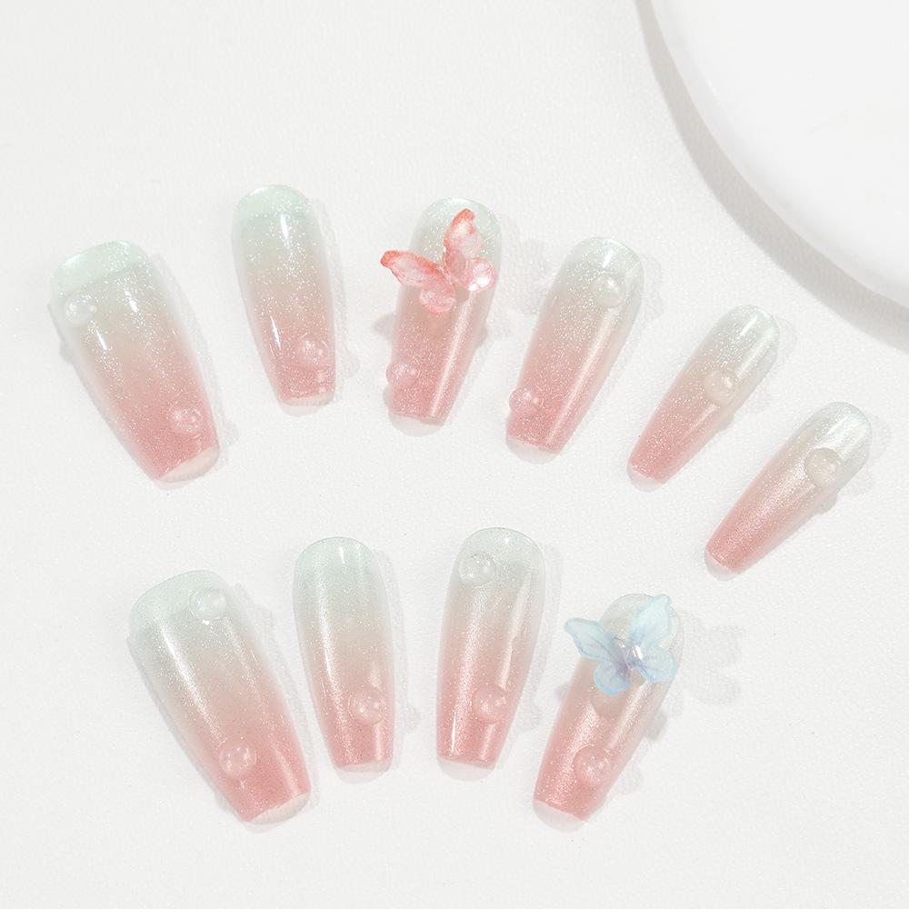Starry Gradient Boxed Press-On Nails with Bow Accents