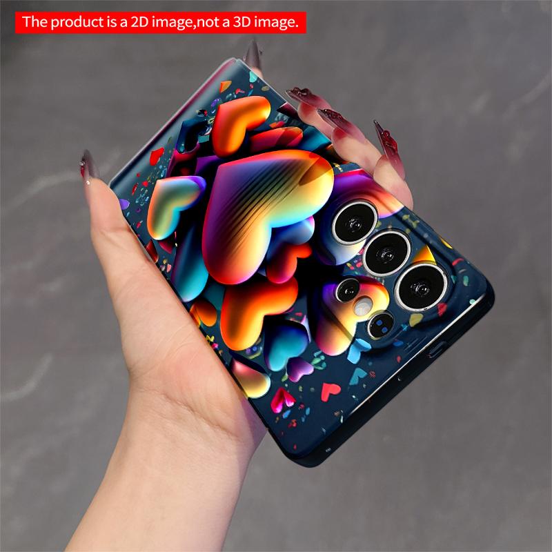 2DFlat Samsung Phone Case Vibrant Rainbow Hearts Bursting Confetti Design Applicable To Galaxy S23 S24 S25ULTRA S26 A12 A14 A15 A16 A54 A55