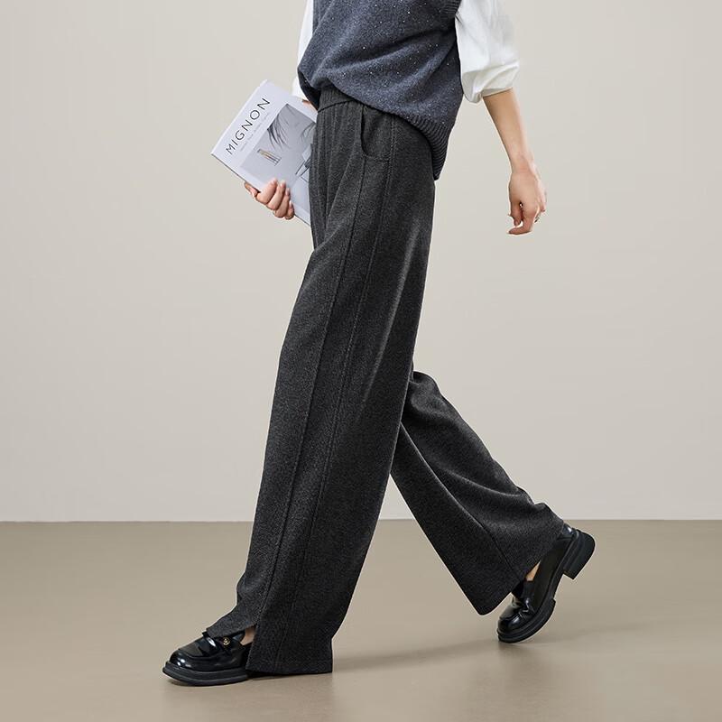 Women's Loose Fit Acetate Wool Straight-Leg Casual Pants