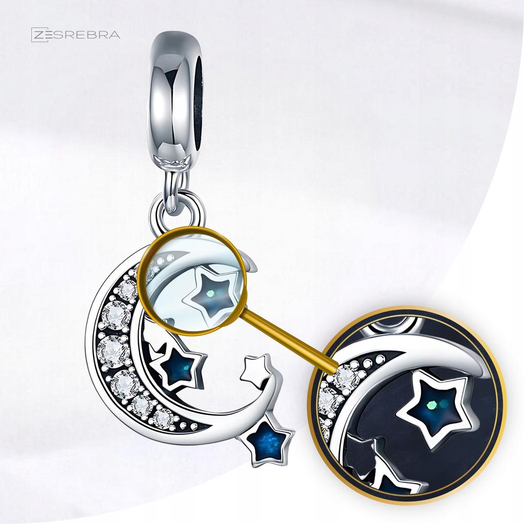 Moon Charms Pr 925 Pendant Bead Charms Stars Night