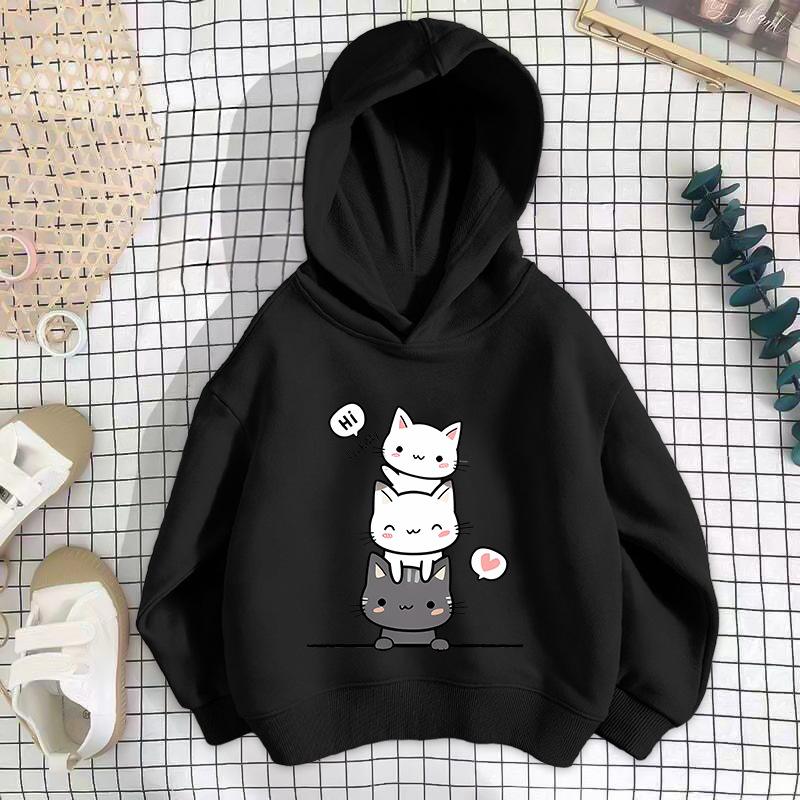 Girls' Shoulder Sweater Hooded Long-sleeved Loose Sweatshirt Casual Comfortable Hoodies Sweatshirts Girls