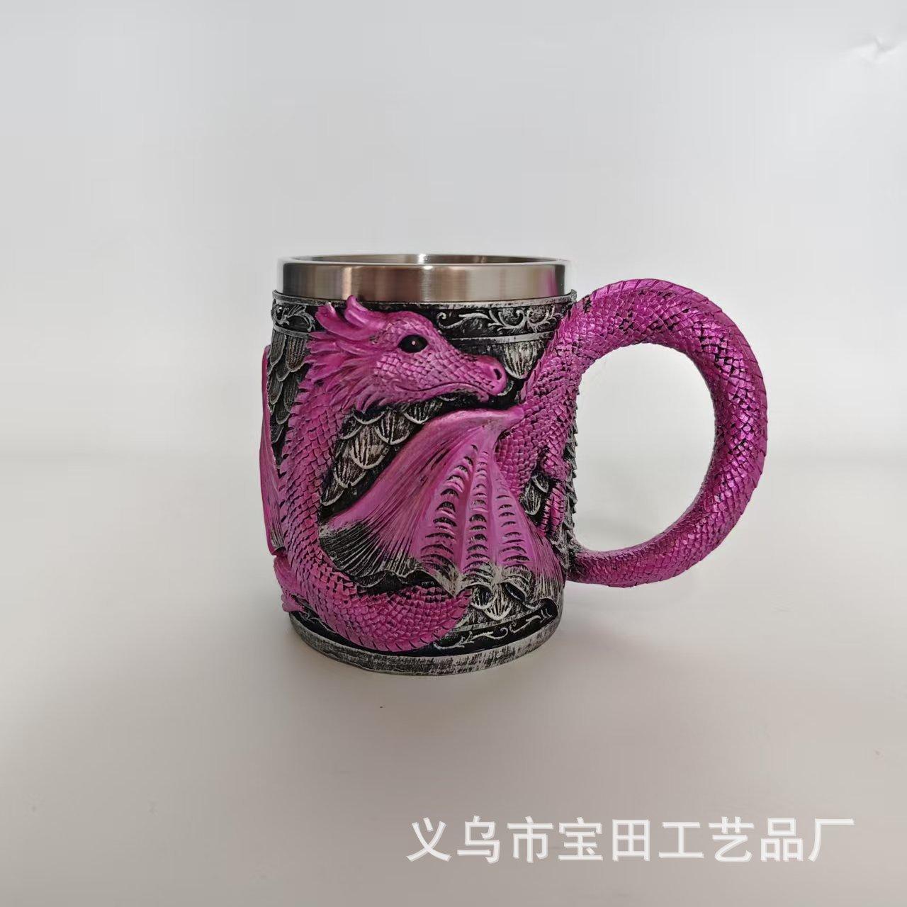 

Creative purple Feilong mug high value home decoration cup stainless steel resin craft ornament