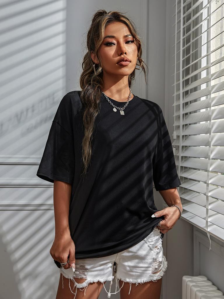 Gute Dinge kommen Slogan Buchstaben Druck T-Shirt Damen Baumwollkleidung O-Ausschnitt Atmungsaktiv Kurzarm Locker Übergröße Oberteile