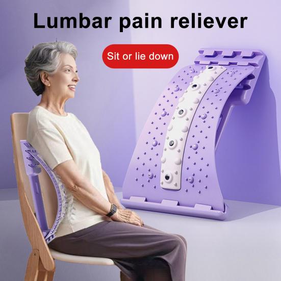 Lumbar Support Board Back Stretcher Waist Trainer with Acupressure Points 4-Level Adjustable Back Massager Lumbar Cracker Board Spine Decompressor