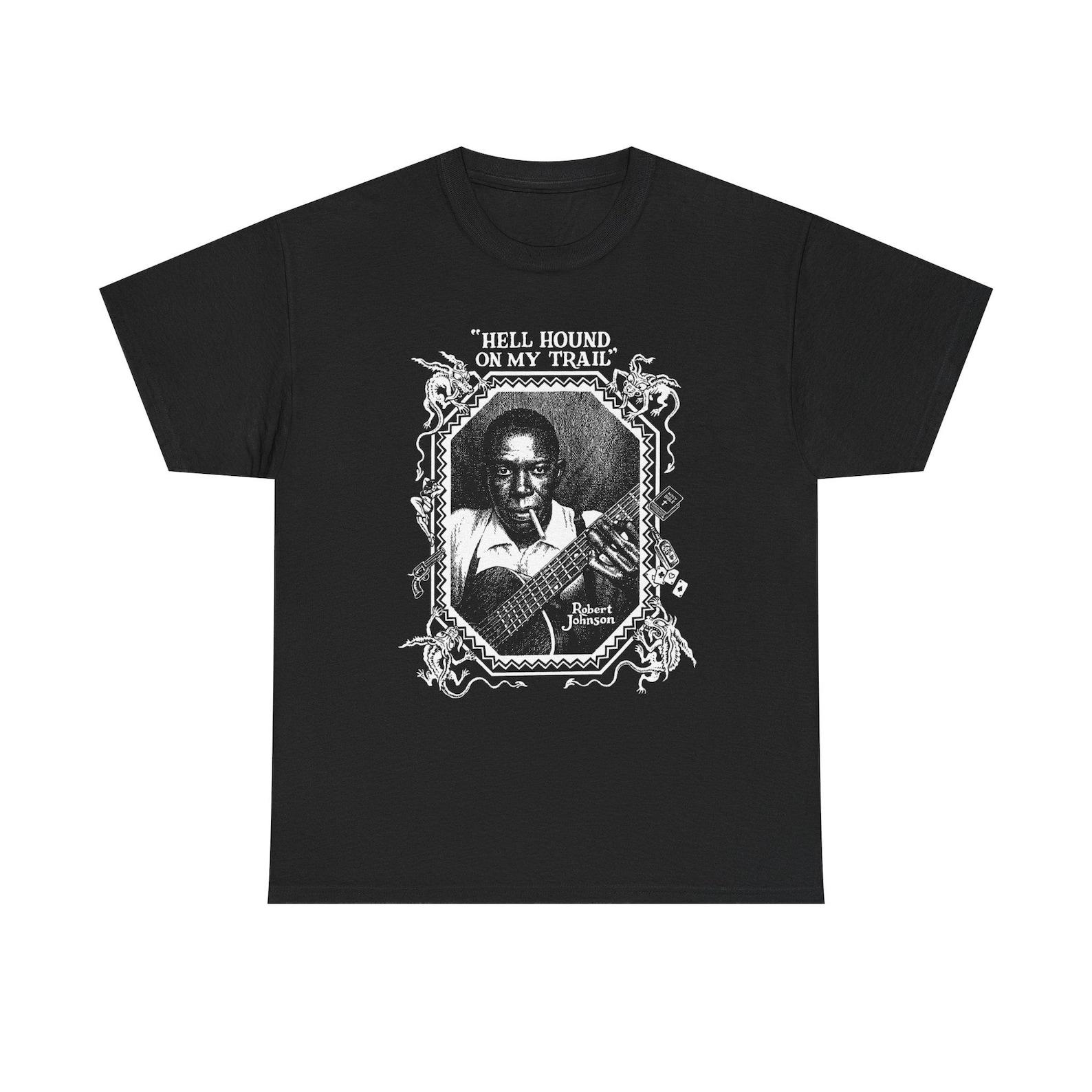 Robert Johnson Blues Shirt, Hellhound On My Trail Tee, Delta Blues Guitar Legend Vintage Style Shirt M