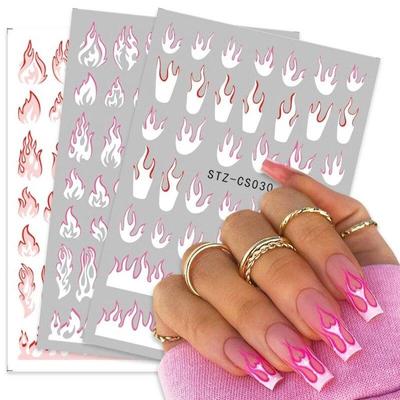 מדבקת דבק חדש לאמנות ציפורניים דמות להבה תלת מימדית פרח אמנות אבסטרקטית זכר ונקבה מדבקת ציפורניים