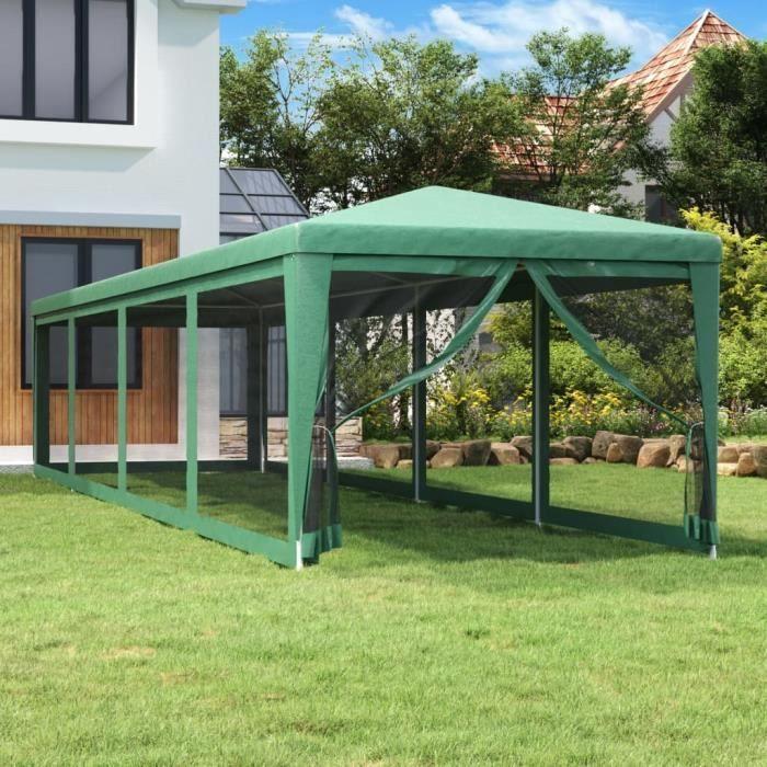 319248 vidaXL Tente de fête et 10 parois latérales en maille Vert 3x12 m PEHD