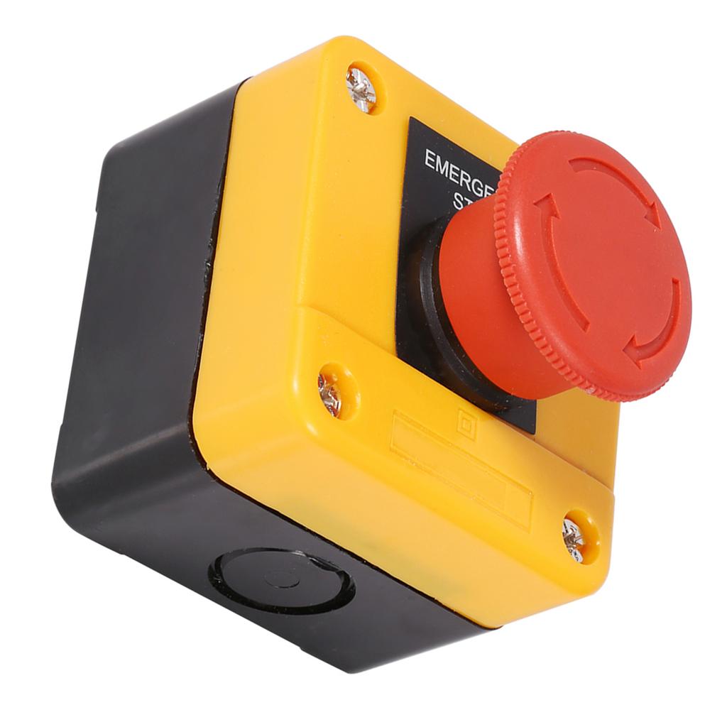 2pcs 10A Red Sign Emergency Stop Switches Push Button Switch 1NO 1NC with Box Compact Responsive
