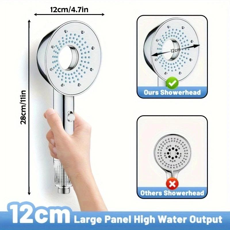 Water Saving Shower Head 2 Mode Adjustable Pressure Shower One-key Stop Water Shower Bathroom Accessories