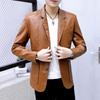 Dress Suit Coat Men's Jackets Men's Business Leather Jackets Men's Pu New Korean Style Slim Thin Trend Leather Jackets