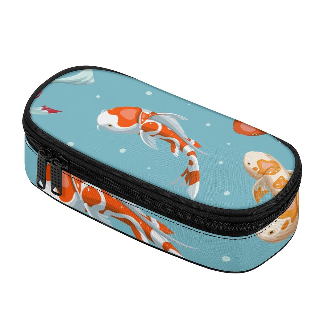 Pencil Case Printed 300D Polyester Full Zipper Closure with Main Compartment Mesh Pocket and Pen Slots for School and Study