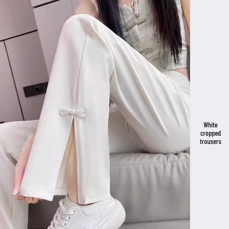 

Women s Summer Ice Silk Micro-flare Pants – Casual and Petite Fit (Chinese National Style) XL (121-140 lbs)