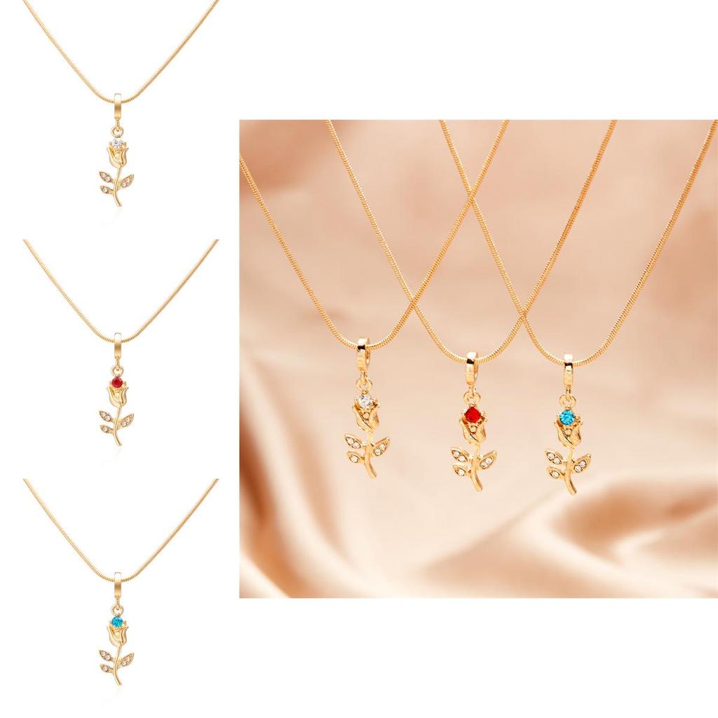 Stylish Womens Tulip Flower Pendant Necklace With Electroplated Finish For Spring