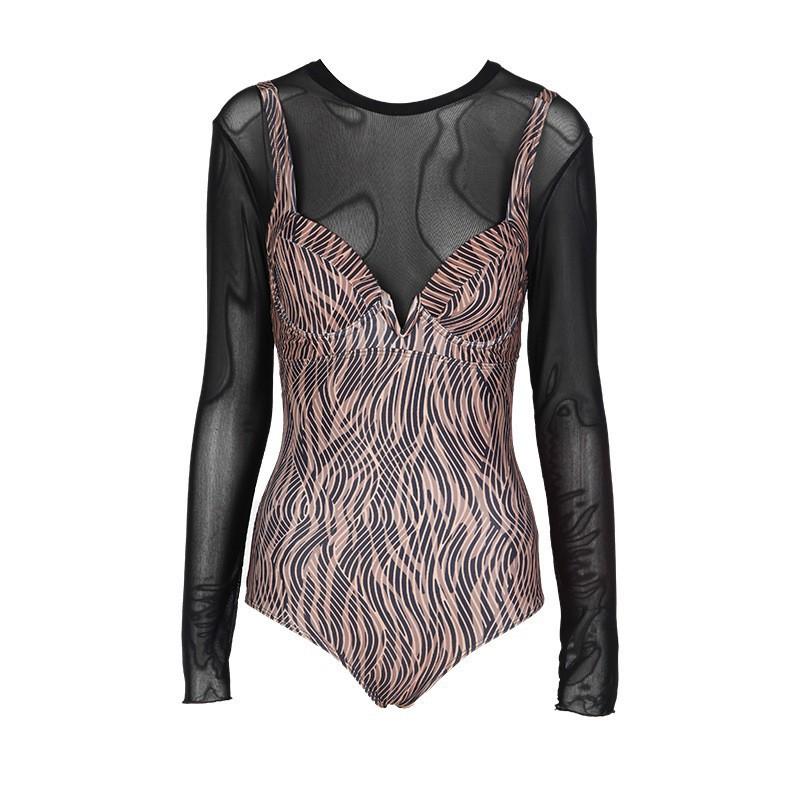 Swimsuit Women's Sexy Pure Desire Long-sleeved Blouse Covering Belly One-piece Set Of Hot Vacation