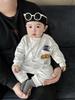 Infant & Toddler Bear Pocket Onesie Romper, Combed Cotton, Soft, Trendy Sweatshirt Style, 0-2 Years